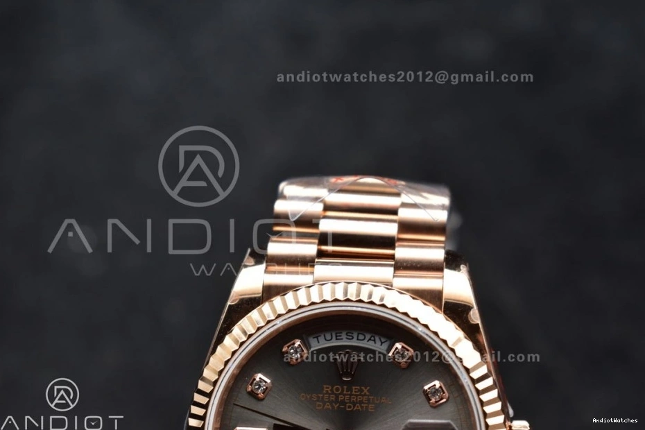 36 with DayDate Diamond 671 Weight) RG Steel (Gain vr3255 QF Dial President Best Square Original Bracelet on Grey V5 904L Edition 0408